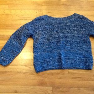 Navy Crocheted Beautiful Chunky Cropped Sweater